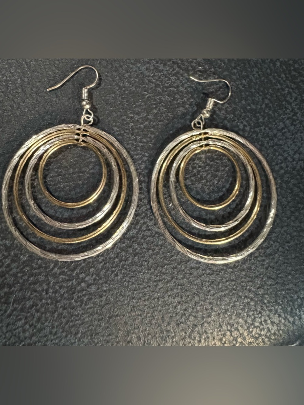 Fashion Multi-Tone Hoop Drop Earrings - Gold & Silver